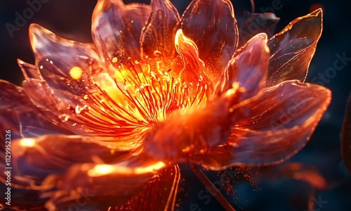Fiery Bloom: An incandescent flower ignites with ethereal, glowing embers.