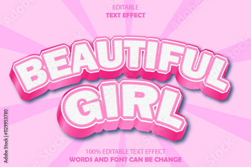 beautiful girl editable text effect 3d