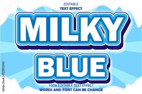 milky blue editable text effect 3d