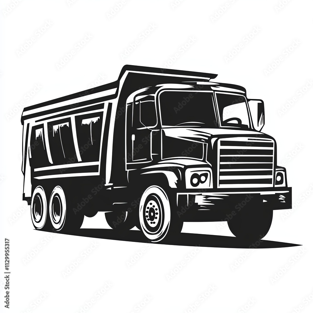 This silhouette detail showcases a garbage truck in black and white, emphasizing a minimalist design with abstract stroke lines for a unique look This silhouette detail showcases a garbage truck in black and white, emphasizing a minimalist design with abstract stroke lines for a unique look