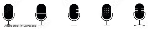 Microphone icon vector set. audio illustration sign collection. mic symbol. Podcast badges. Set of different podcast icons