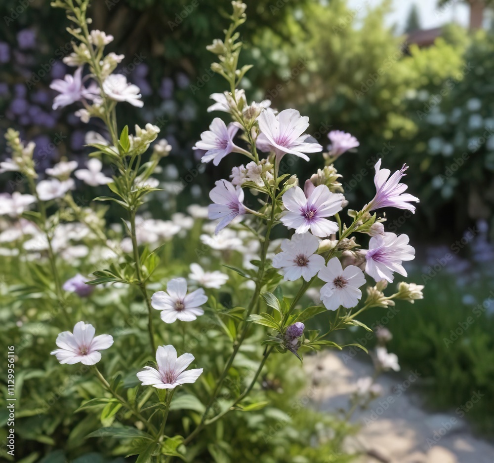 Vibrant white and violet agathosma betulina flower in the garden, stunning, soft colors, outdoor, elegant, growth Vibrant white and violet agathosma betulina flower in the garden, stunning, soft colors, outdoor, elegant, growth