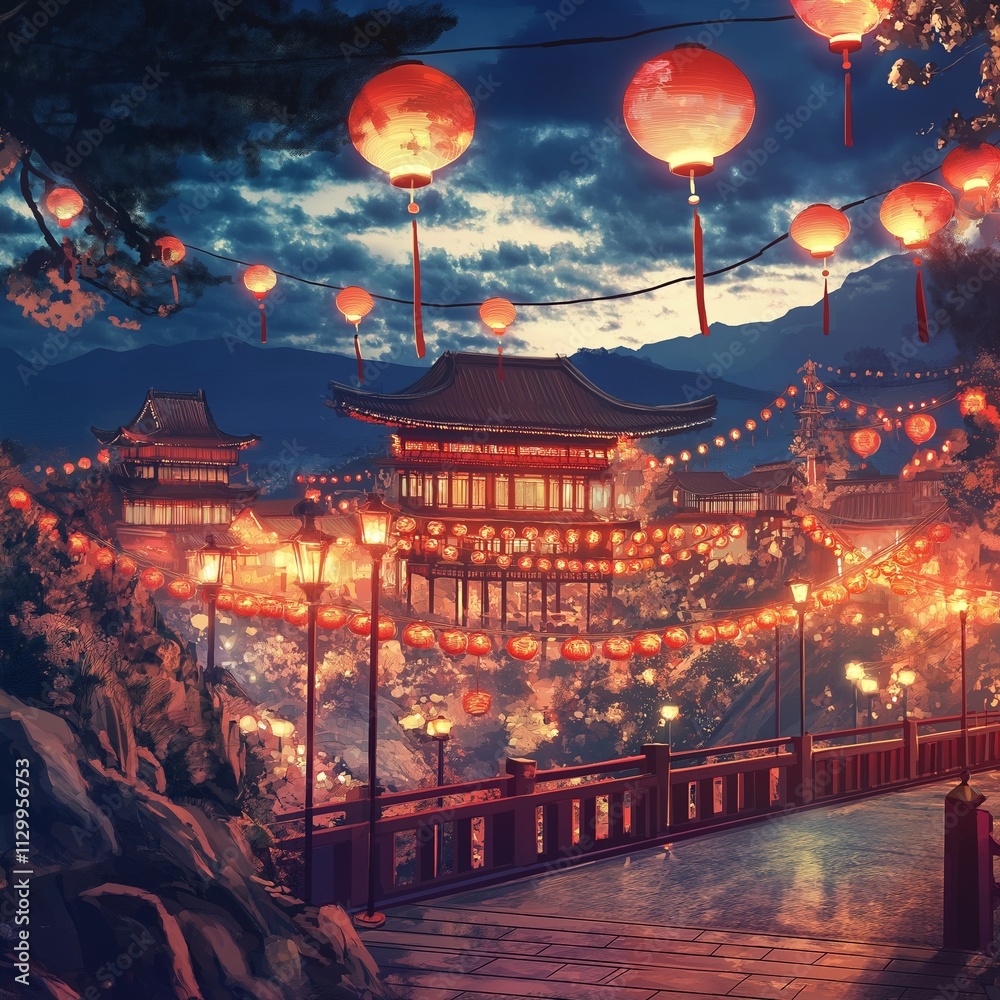Fototapeta premium chinese new year theme for anime background