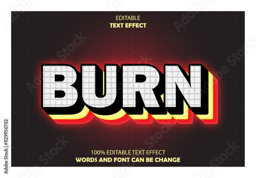 burn editable text effect 3d
