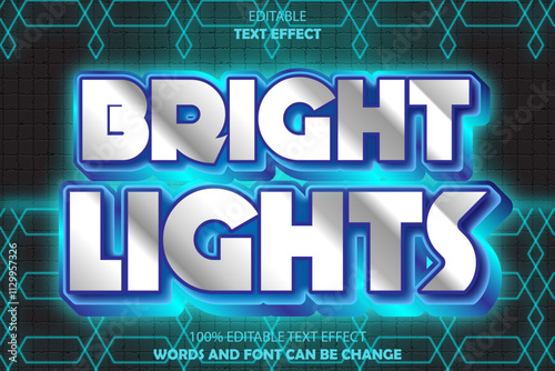 bright lights editable text effect 3d