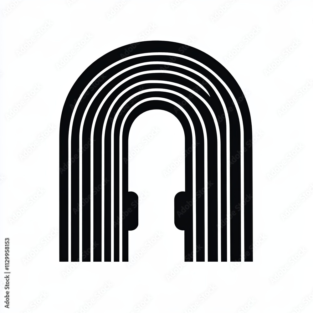 Silhouette shows a modern lockdown icon created with minimalist strokes in black and white. The abstract representation conveys a sense of safety and security