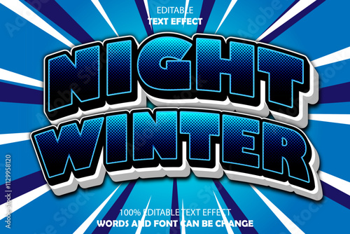 night winter editable text effect 3d