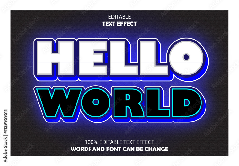 Fototapeta premium hello world editable text effect 3d
