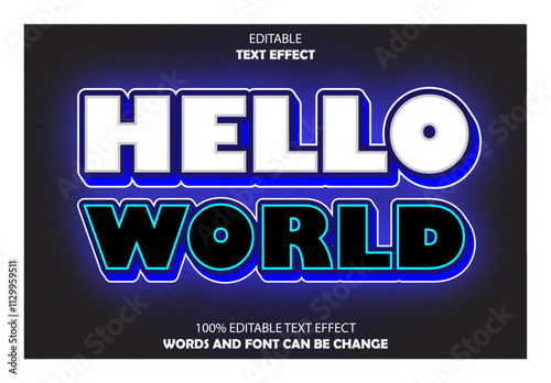 hello world editable text effect 3d