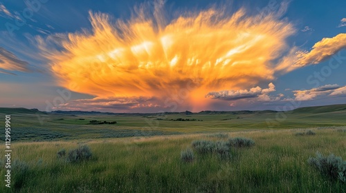 A stunning depiction of majestic clouds glowing with golden sunlight, radiating beams cutting through the azure sky, an ethereal and serene atmosphere