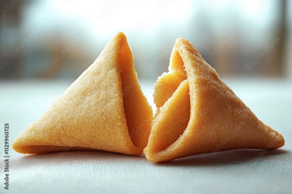 Broken Fortune Cookies Close-Up with Golden Brown Texture and Delicate Edges Broken Fortune Cookies Close-Up with Golden Brown Texture and Delicate Edges