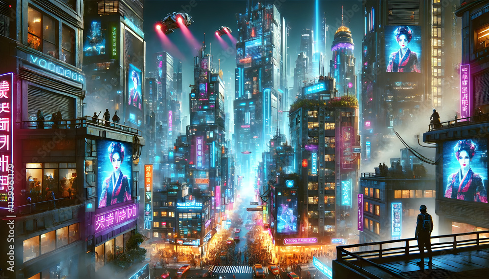 Futuristic Metropolis panorama view at nigth with many Building Cluster, Concept Art Futuristic Metropolis panorama view at nigth with many Building Cluster, Concept Art
