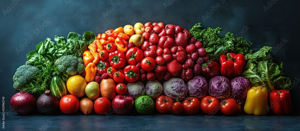 Healthy Brain Food Surreal Composition with Fruits and Vegetables on Blue Background Healthy Brain Food Surreal Composition with Fruits and Vegetables on Blue Background