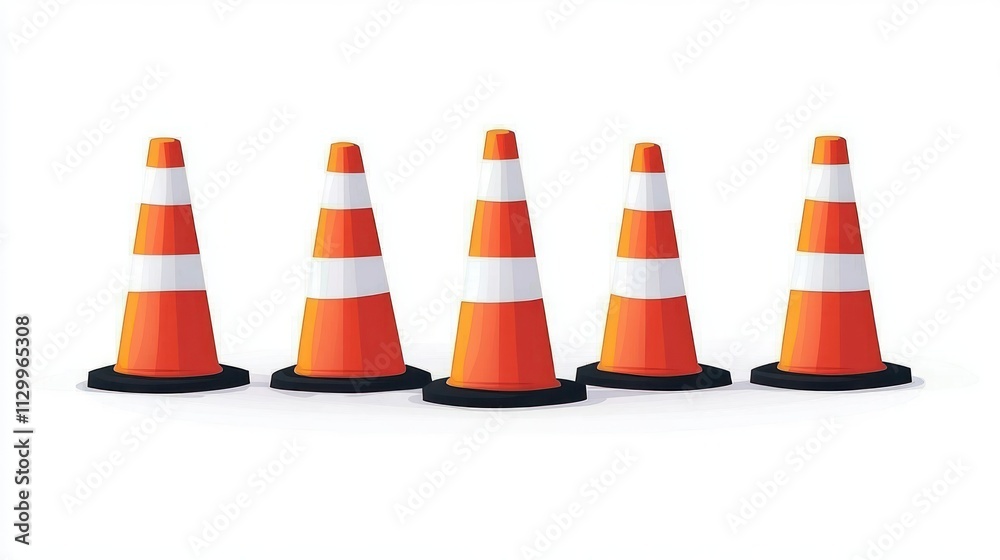 Minimalist Vector Illustration of Traffic Cones for Construction and Crowd Control Minimalist Vector Illustration of Traffic Cones for Construction and Crowd Control