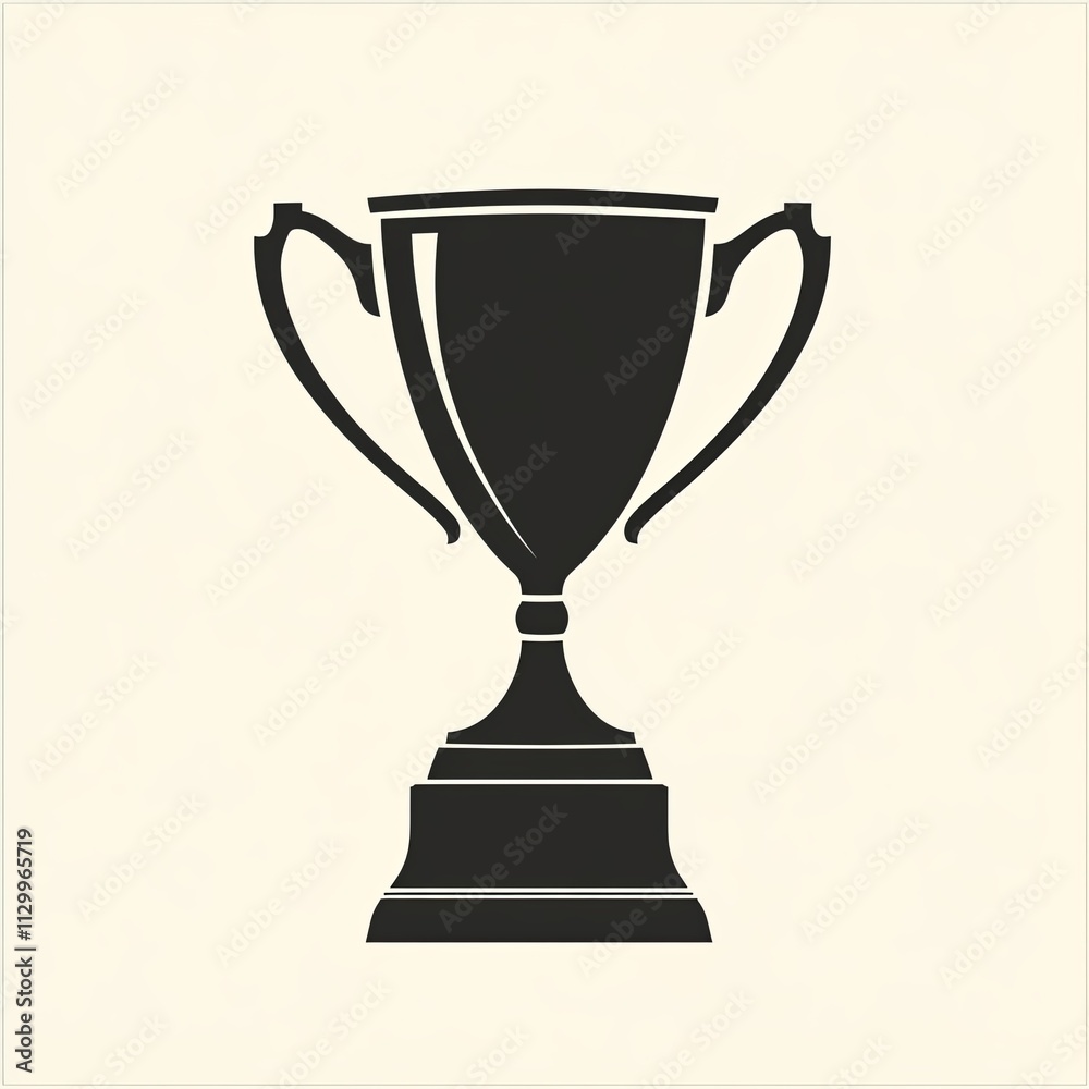 This black and white silhouette showcases a trophy in minimalist style, highlighting its form with clean, abstract lines for a contemporary look This black and white silhouette showcases a trophy in minimalist style, highlighting its form with clean, abstract lines for a contemporary look