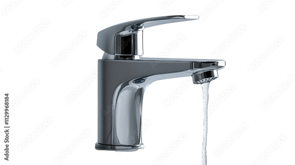 water flowing from a faucet isolated on white background water flowing from a faucet isolated on white background