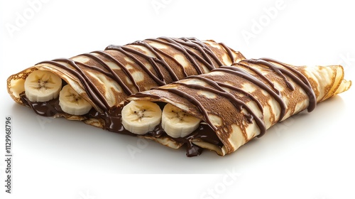 Delicious chocolate banana crepes served warm.