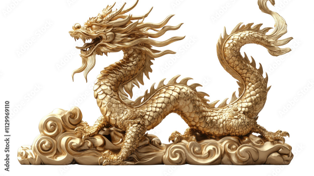 Fototapeta premium chinese dragon statue isolated on white background