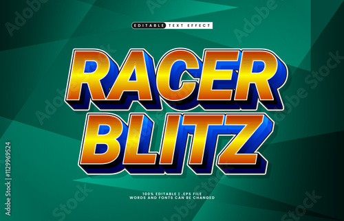 racer blitz editable text effect with a speed and game text style