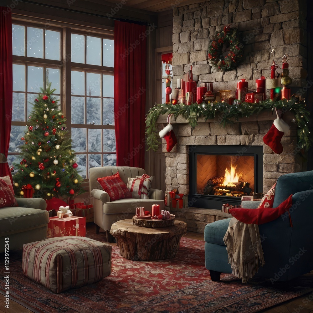 Fototapeta premium Christmas house in the night