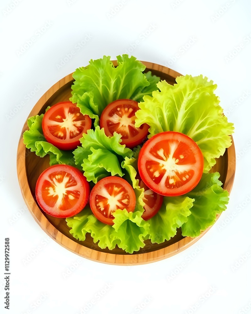 image d'une assiette remplie d'une salade de composée de laitue et de tomate image d'une assiette remplie d'une salade de composée de laitue et de tomate