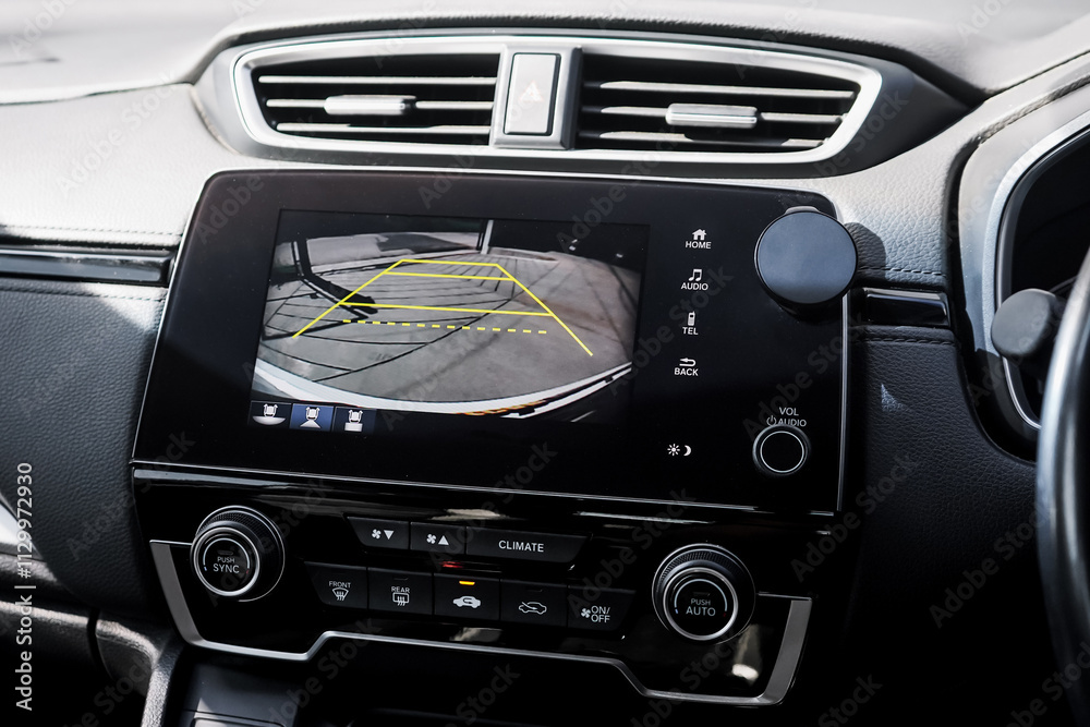 Rear view monitor for reversing system Car display and rear view camera parking assistant car navigation. Rear view monitor for reversing system Car display and rear view camera parking assistant car navigation.