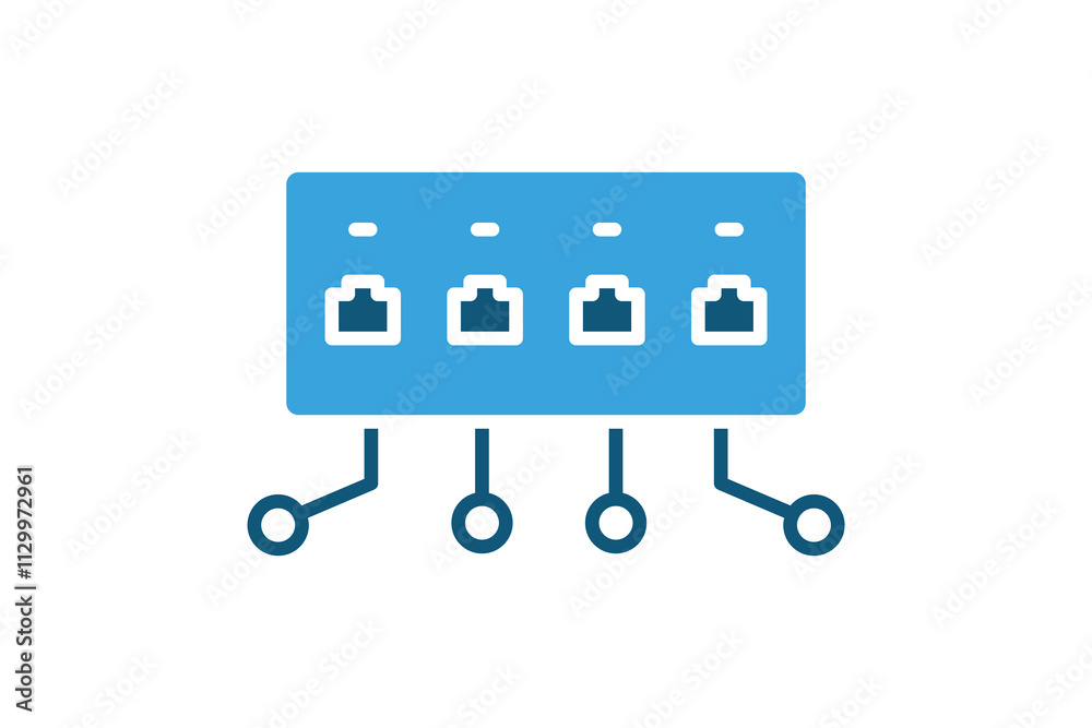 Network switch icon. solid icon style. icon related to IT, network. IT architecture elements vector illustration Network switch icon. solid icon style. icon related to IT, network. IT architecture elements vector illustration