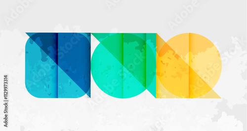 Squares, circles and triangles and grainy noisy texture. Vector Illustration For Wallpaper, Banner, Background, Card, Book Illustration, landing page