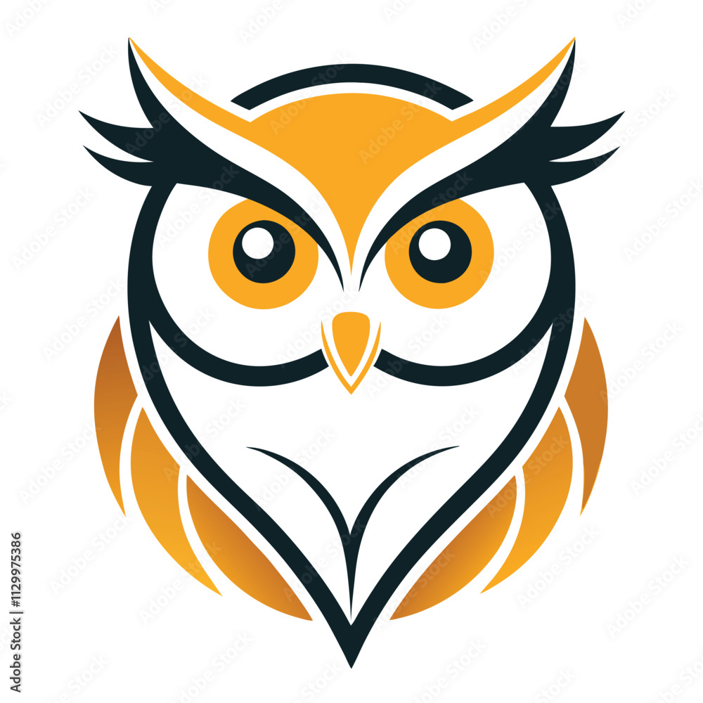 a simple modern owl logo on white background a simple modern owl logo on white background