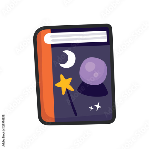fortune telling book with outline in flat vector design.