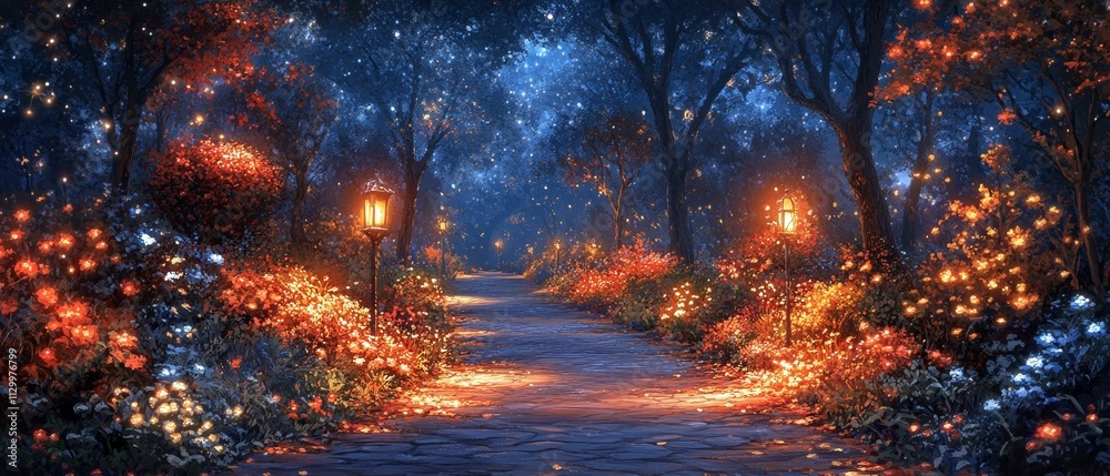Mystical Night Path in a Magical Forest Mystical Night Path in a Magical Forest