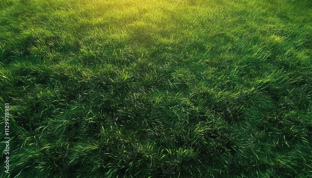 Top View of Lush Green Grass Texture in Golden Hour Light Top View of Lush Green Grass Texture in Golden Hour Light