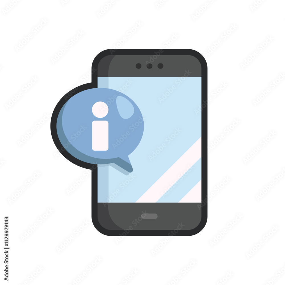 smartphone screen with information sign in outline flat vector design. smartphone screen with information sign in outline flat vector design.