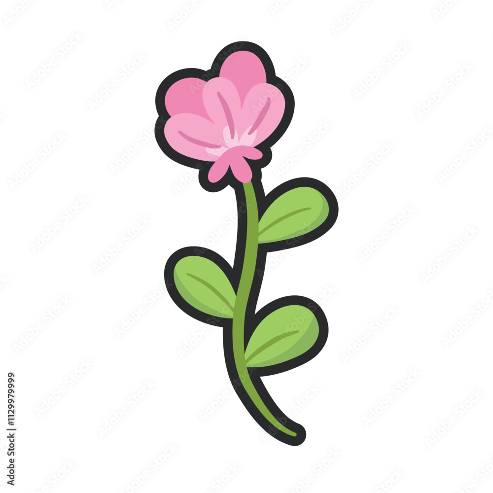 pink flower with outline in flat vector design. pink flower with outline in flat vector design.