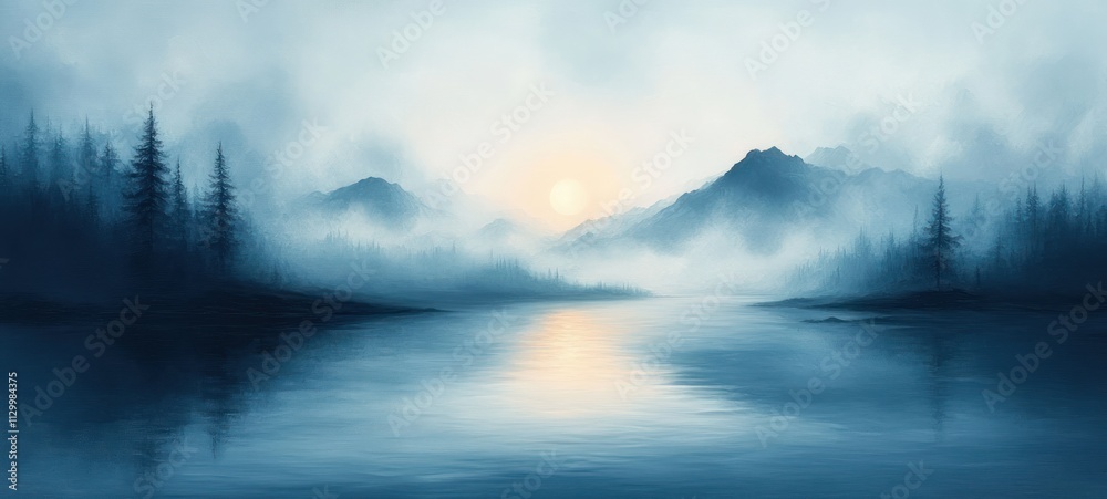 Serene Blue White Gradient Abstract Landscape Background Soft Texture Peaceful Atmosphere Serene Blue White Gradient Abstract Landscape Background Soft Texture Peaceful Atmosphere