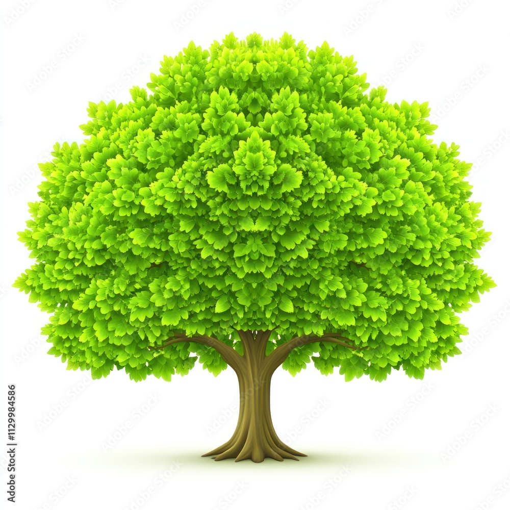 Fototapeta premium Lush Green Tree Isolated on White Background