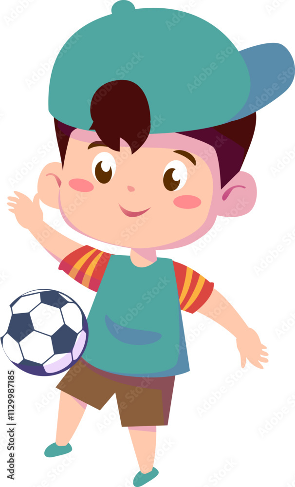 Cheerful Boy Holding a Soccer Ball, Design Inspiration, Character Cheerful Boy Holding a Soccer Ball, Design Inspiration, Character
