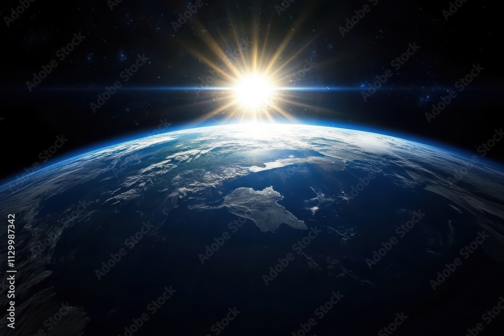 Obraz premium First Light of Day from Satellite Over Earth’s Curvature