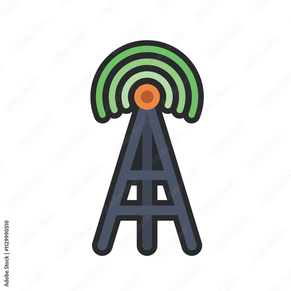 signal tower sign with outline in flat vector design. signal tower sign with outline in flat vector design.