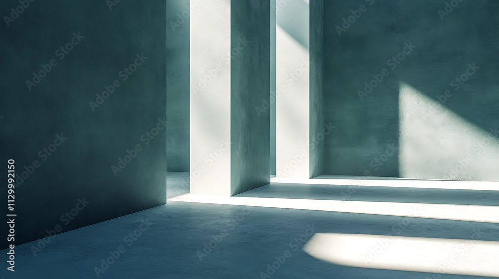 A serene modern interior showcasing tall, minimalist columns bathed in soft sunlight, creating striking contrasts of light and shadow. A serene modern interior showcasing tall, minimalist columns bathed in soft sunlight, creating striking contrasts of light and shadow.
