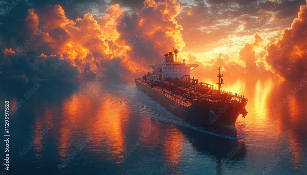 Cargo Ship in Calm Water with Dramatic Clouds Aerial View of Global Freight Transportation and Maritime Logistics Cargo Ship in Calm Water with Dramatic Clouds Aerial View of Global Freight Transportation and Maritime Logistics