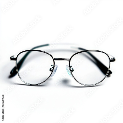 Stylish eyeglasses with clear lenses on a white background. photo