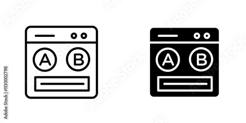 A B test outlined and solid icon vector collection.
