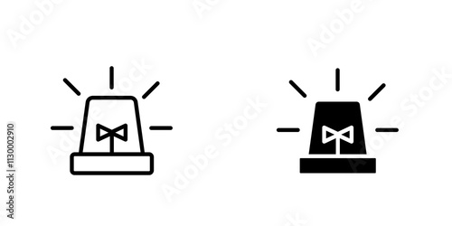 Ambulance siren outlined and solid icon vector collection.