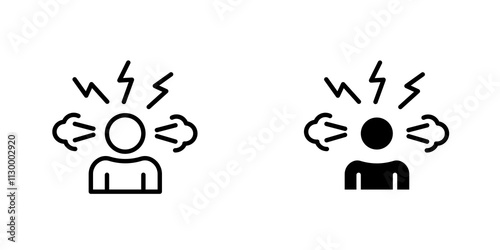 Anxiety outlined and solid icon vector collection.