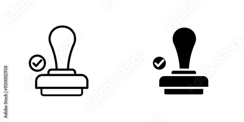 Approval stamp outlined and solid icon vector collection.