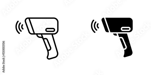 Barcode scanner outlined and solid icon vector collection.