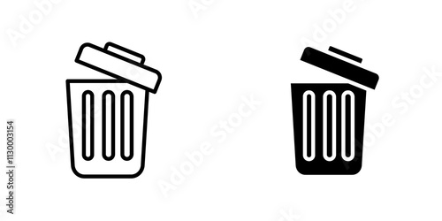 Bin outlined and solid icon vector collection.