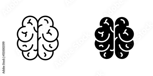 Brain outlined and solid icon vector collection.