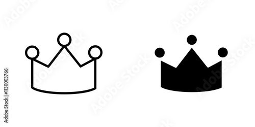 Crown outlined and solid icon vector collection.